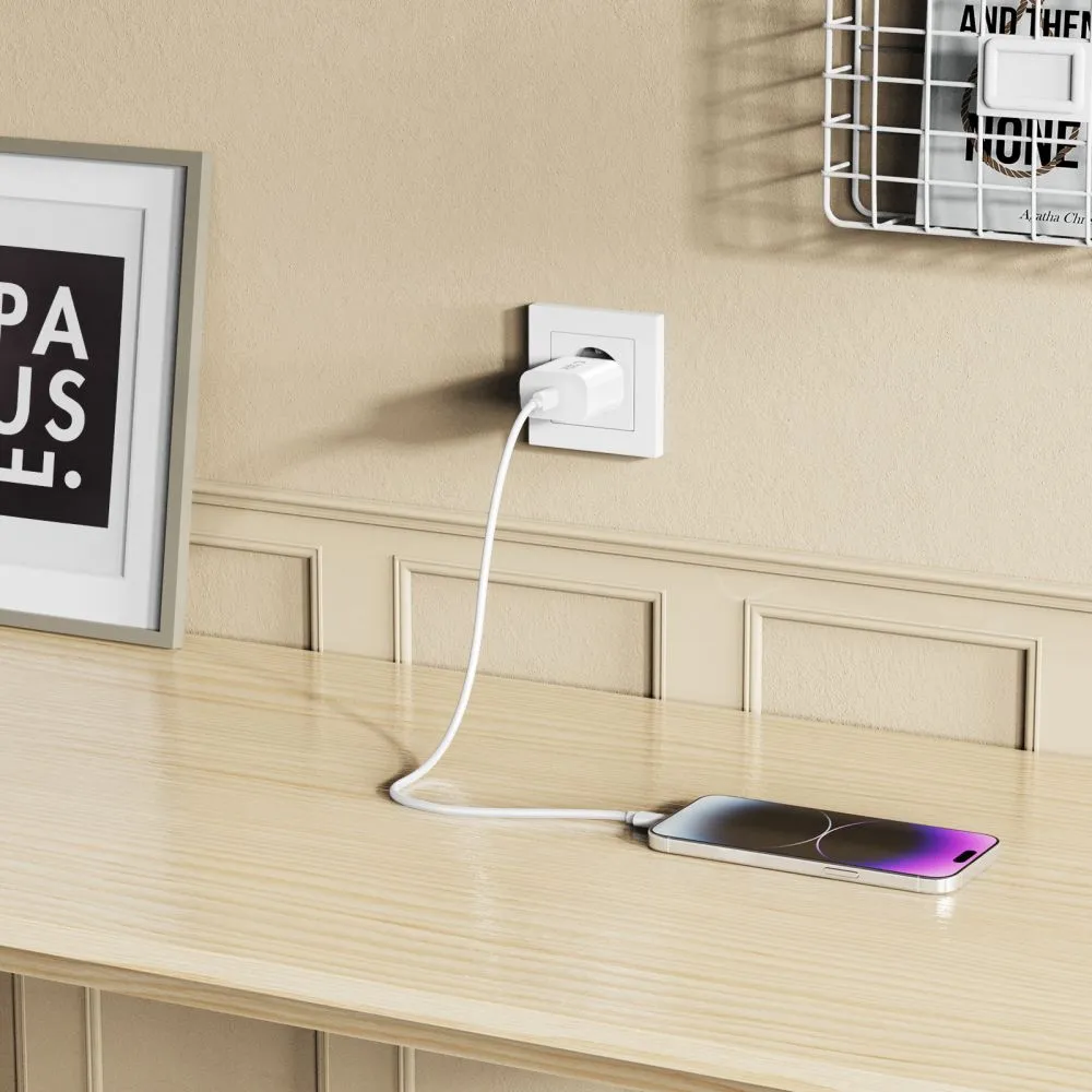 Puhelintarvikkeet Liitäntäkaapelit TECH-PROTECT NC20W 1-PORT NETWORK CHARGER PD20W + TYPE-C CABLE  valkoinen