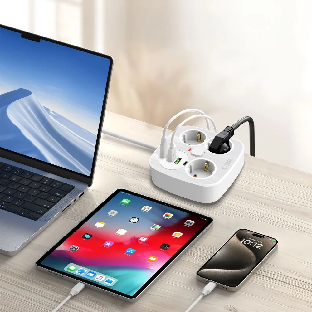 Accessories Data cables TECH-PROTECT PCS3X4 POWER STRIP 2 USB & TYPE-C 3 SOCKET 200CM  white