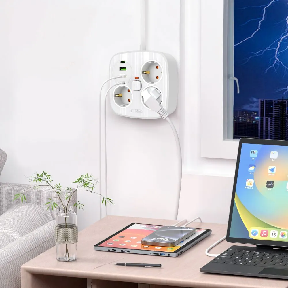 Accessories Data cables TECH-PROTECT PCS3X4 POWER STRIP 2 USB & TYPE-C 3 SOCKET 200CM  white