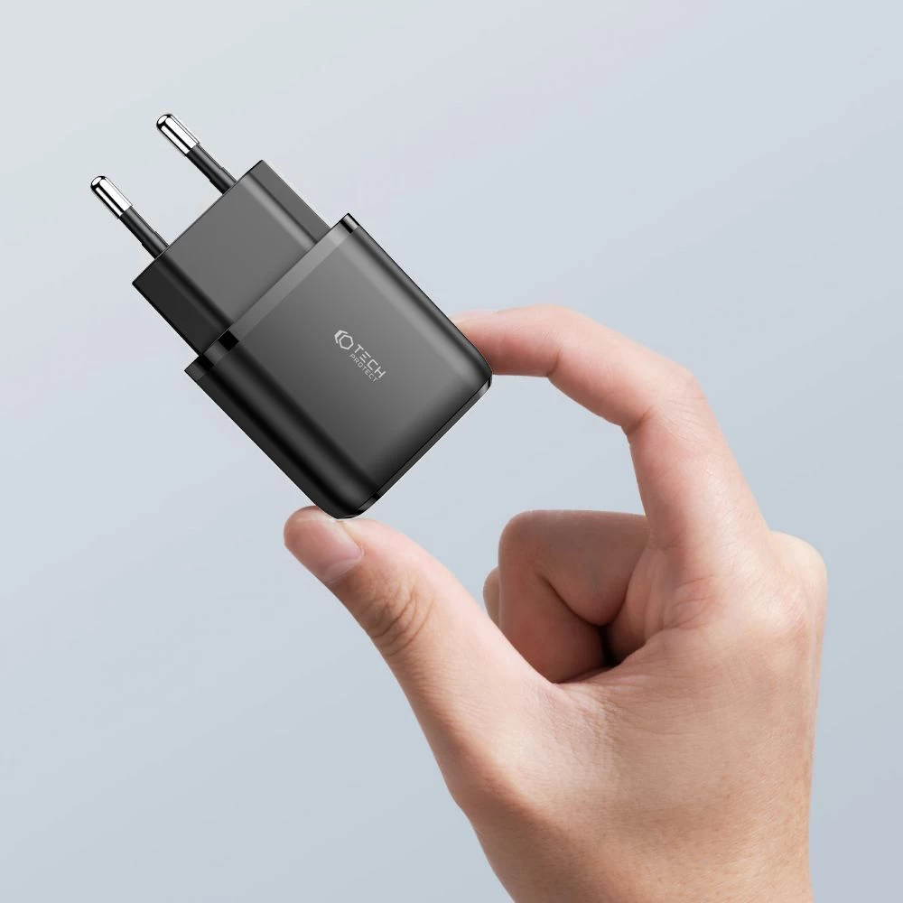 Aксессуары Кабель передачи данных TECH-PROTECT C20W 2-PORT Network Charger PD20W/QC3.0  черный