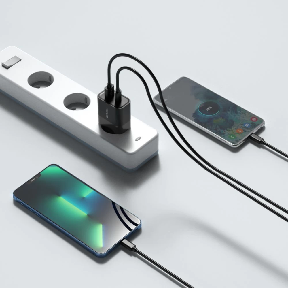Aксессуары Кабель передачи данных TECH-PROTECT C30W 2-PORT Network Charger PD30W/QC3.0  черный