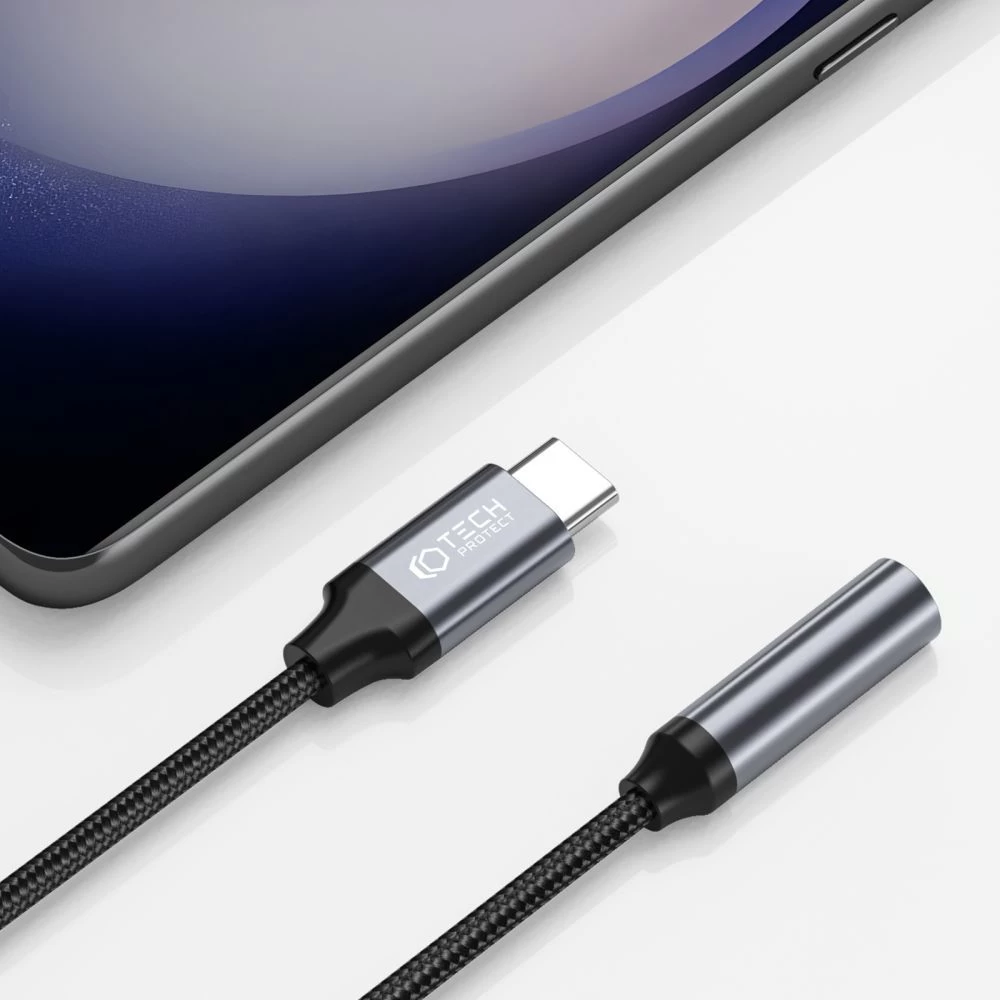 Aксессуары Кабель передачи данных TECH-PROTECT ULTRABOOST ADAPTER TYPE-C TO MINI JACK 3.5MM  черный