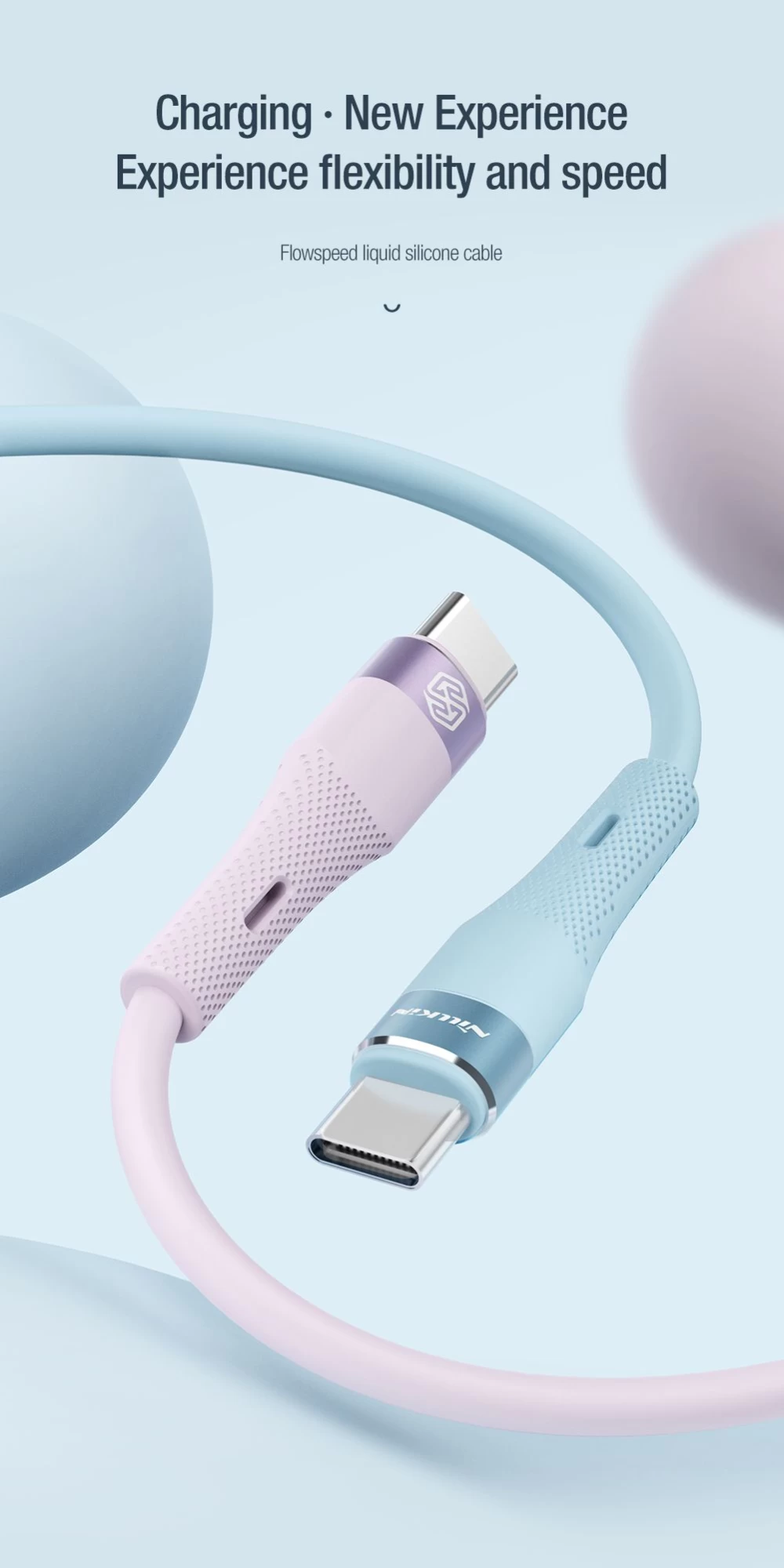 Aксессуары Кабель передачи данных NILLKIN FLOWSPEED LIQUID SILICON CABLE TYPE-C TO PD60W 1.2M  черный