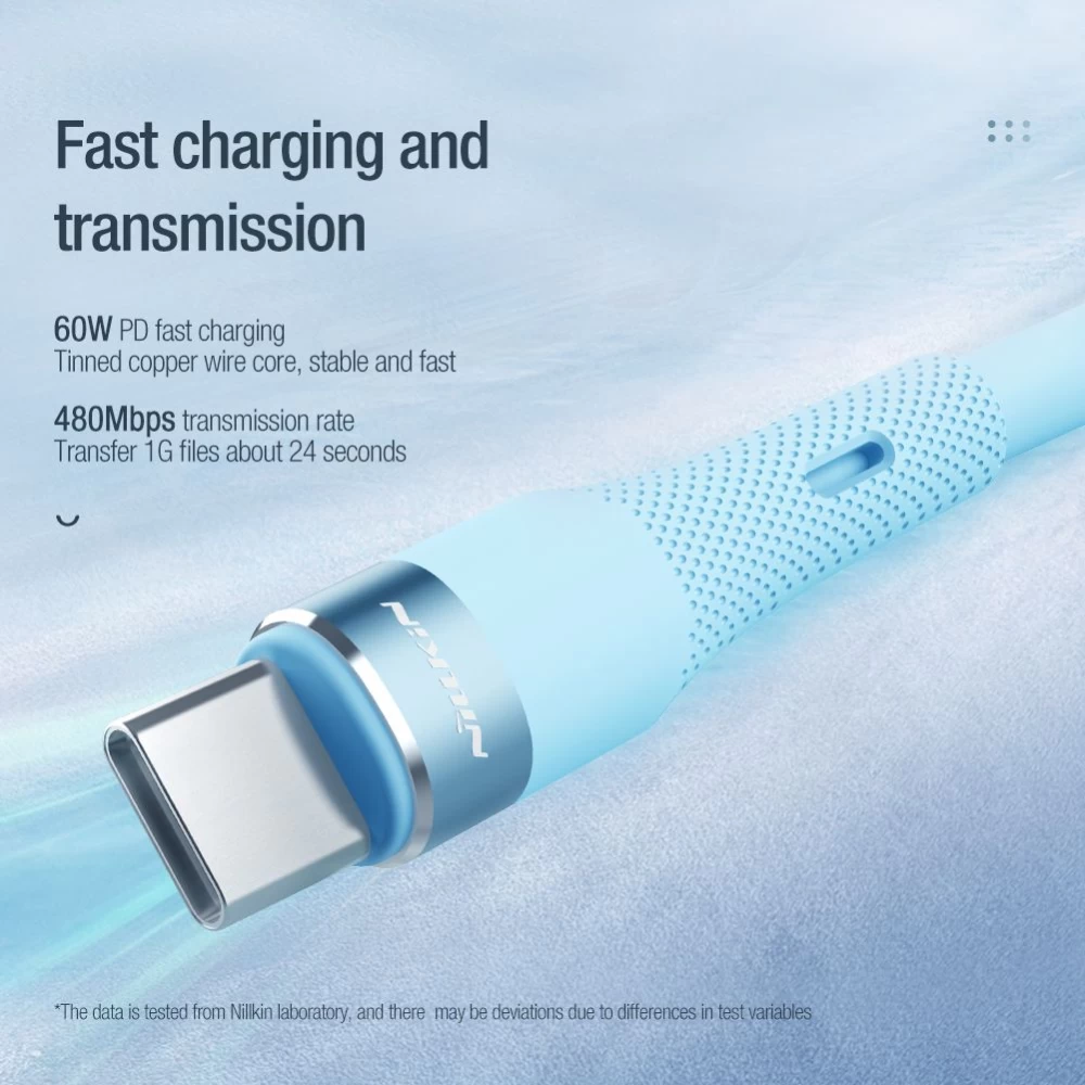 Aксессуары Кабель передачи данных NILLKIN FLOWSPEED LIQUID SILICON CABLE TYPE-C TO PD60W 1.2M  черный