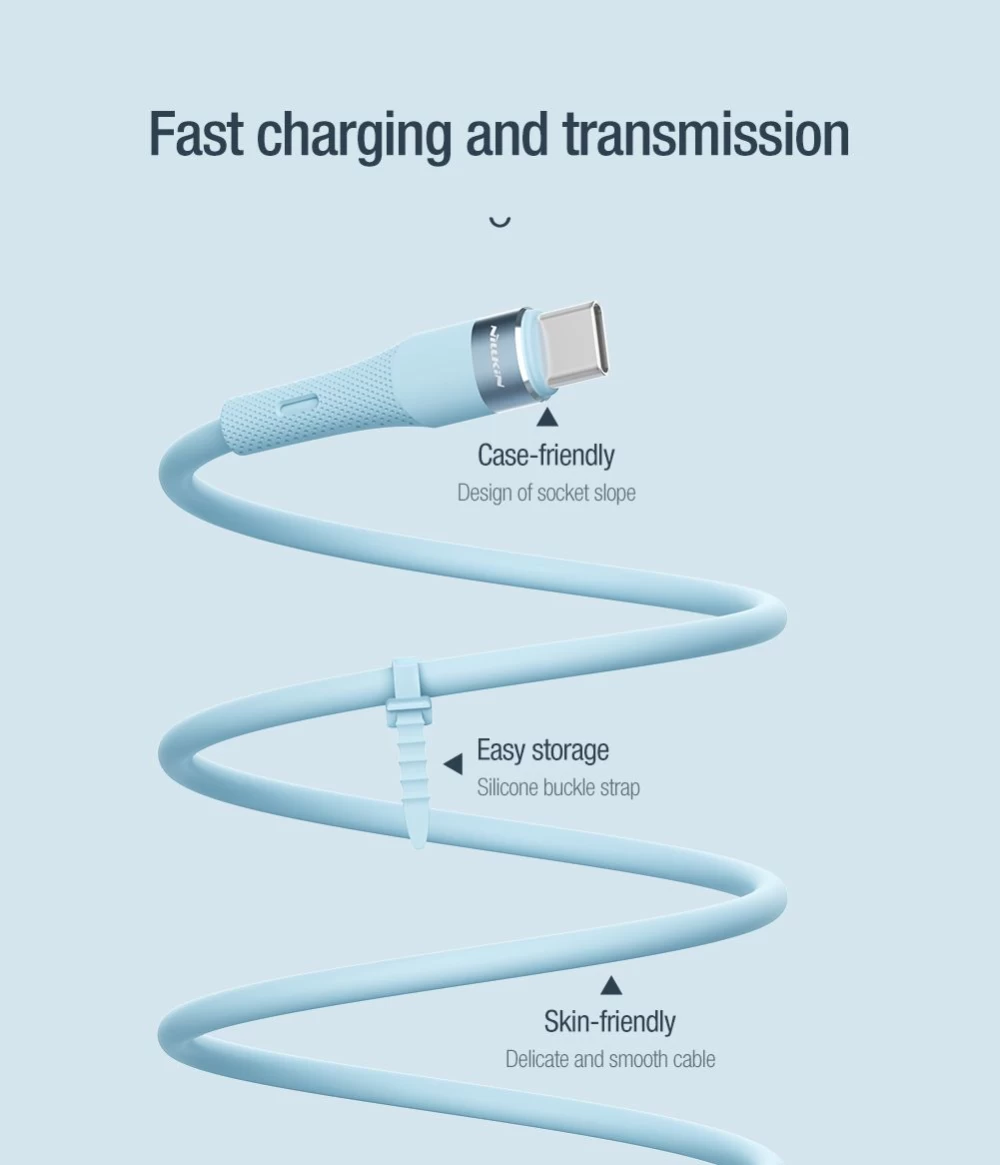 Aксессуары Кабель передачи данных NILLKIN FLOWSPEED LIQUID SILICON CABLE TYPE-C TO PD60W 1.2M  черный