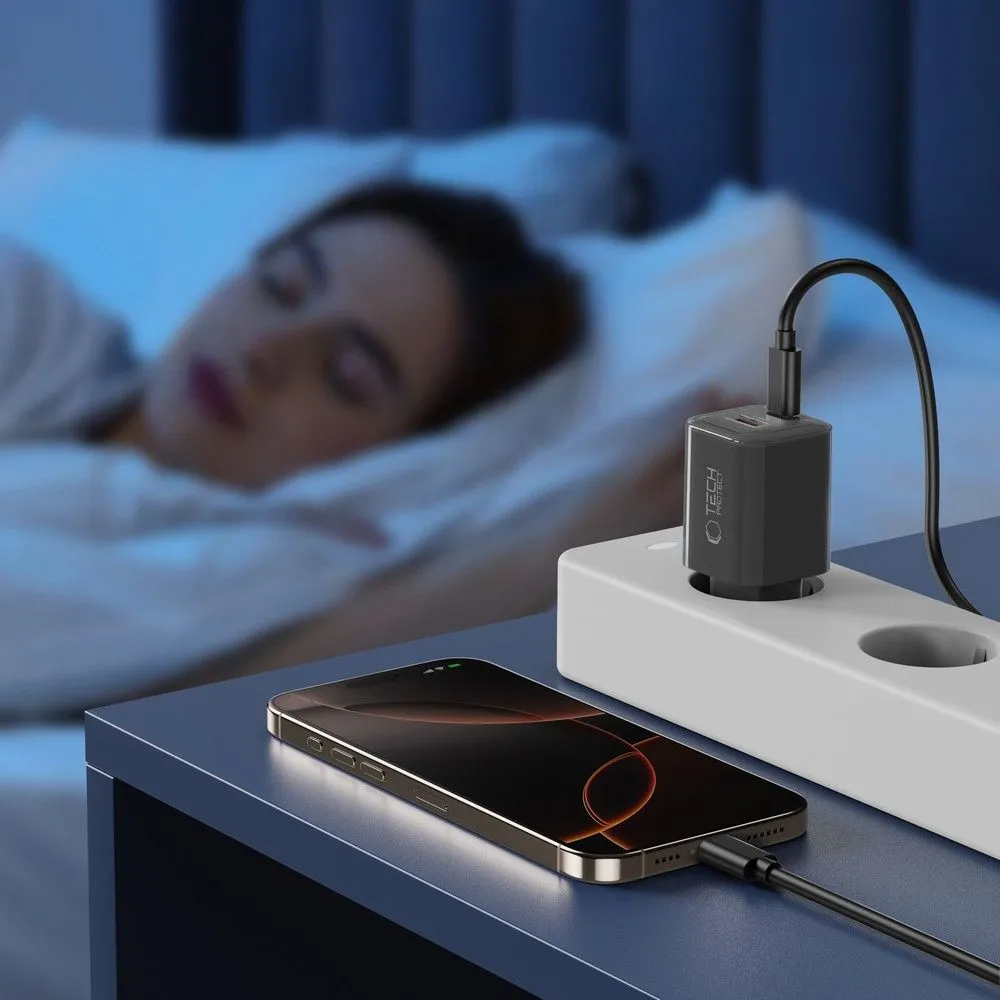  Datu kabeļi TECH-PROTECT NCM33W 2-PORT NETWORK CHARGER PD33W/QC3.0  melns