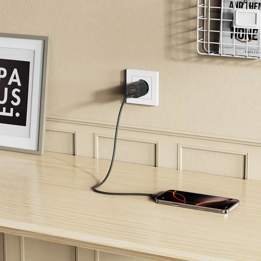  Datu kabeļi TECH-PROTECT NCM33W 2-PORT NETWORK CHARGER PD33W/QC3.0  melns