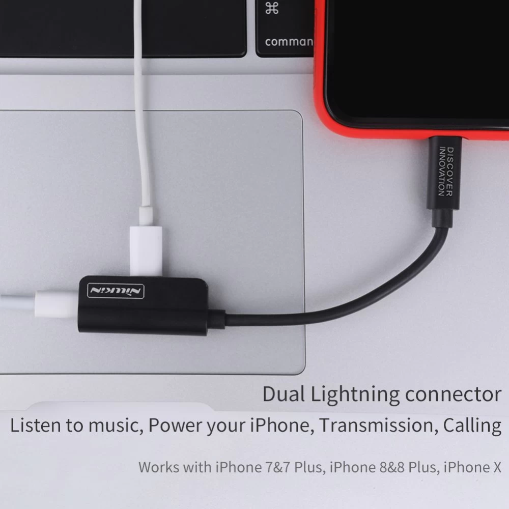 Tillbehör Datakablar RockPower audio adapter-Lightning to dual Lightning  svart