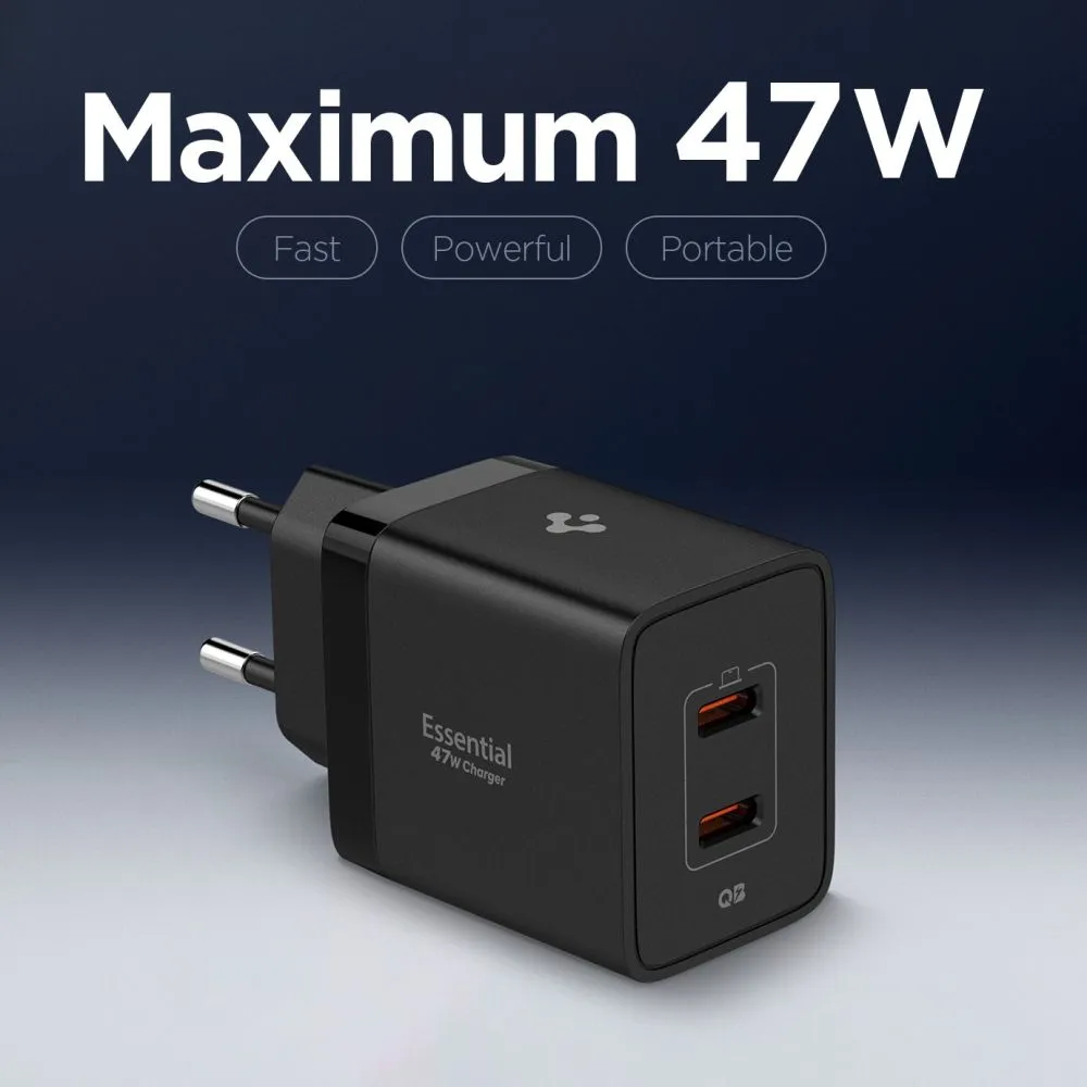 Aксессуары Кабель передачи данных SPIGEN ESSENTIAL EE472EU 2-PORT NETWORK CHARGER 47W  черный