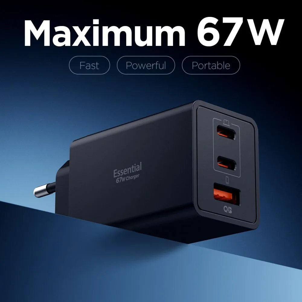 Aксессуары Кабель передачи данных SPIGEN ESSENTIAL EE673EU 3-PORT NETWORK CHARGER 67W  черный