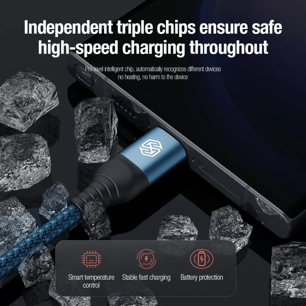 Aксессуары Кабель передачи данных NILLKIN SWIFT PRO 3-in-1 USB-A to L/M/C  синий