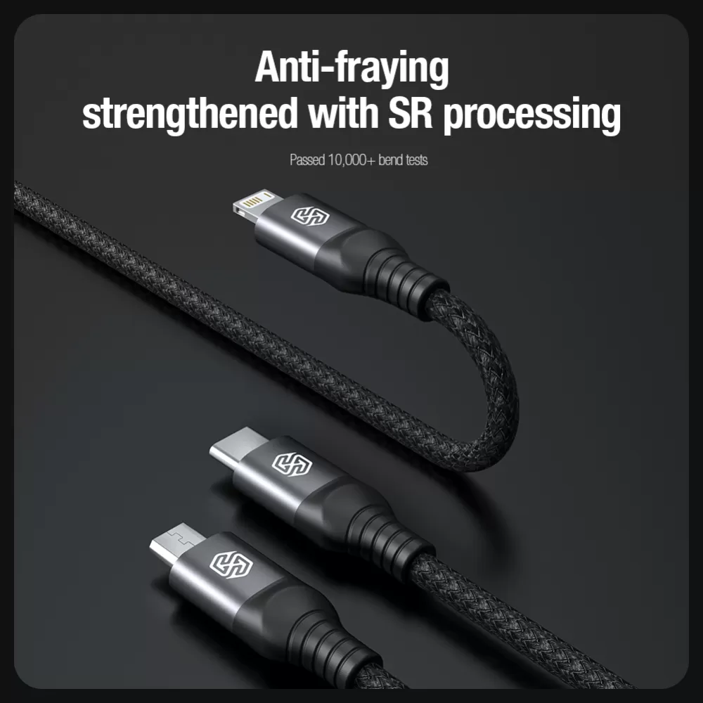 Aксессуары Кабель передачи данных NILLKIN SWIFT PRO 3-in-1 USB-A to L/M/C  синий
