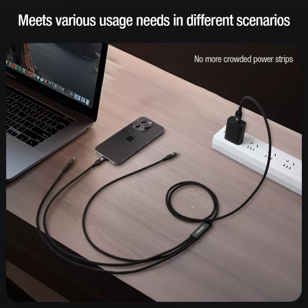 Aксессуары Кабель передачи данных NILLKIN SWIFT PRO 3-in-1 USB-A to L/M/C  синий