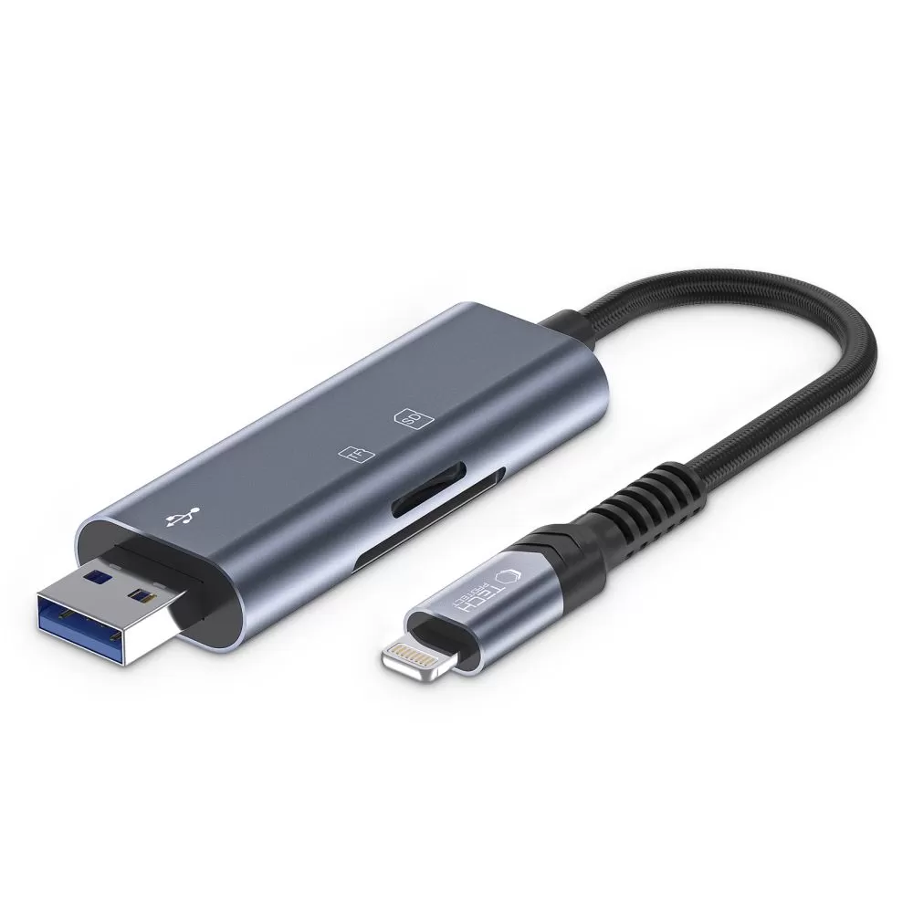Aксессуары Кабель передачи данных TECH-PROTECT ULTRABOOST CARD READER SD & MICRO LIGHTNING USB