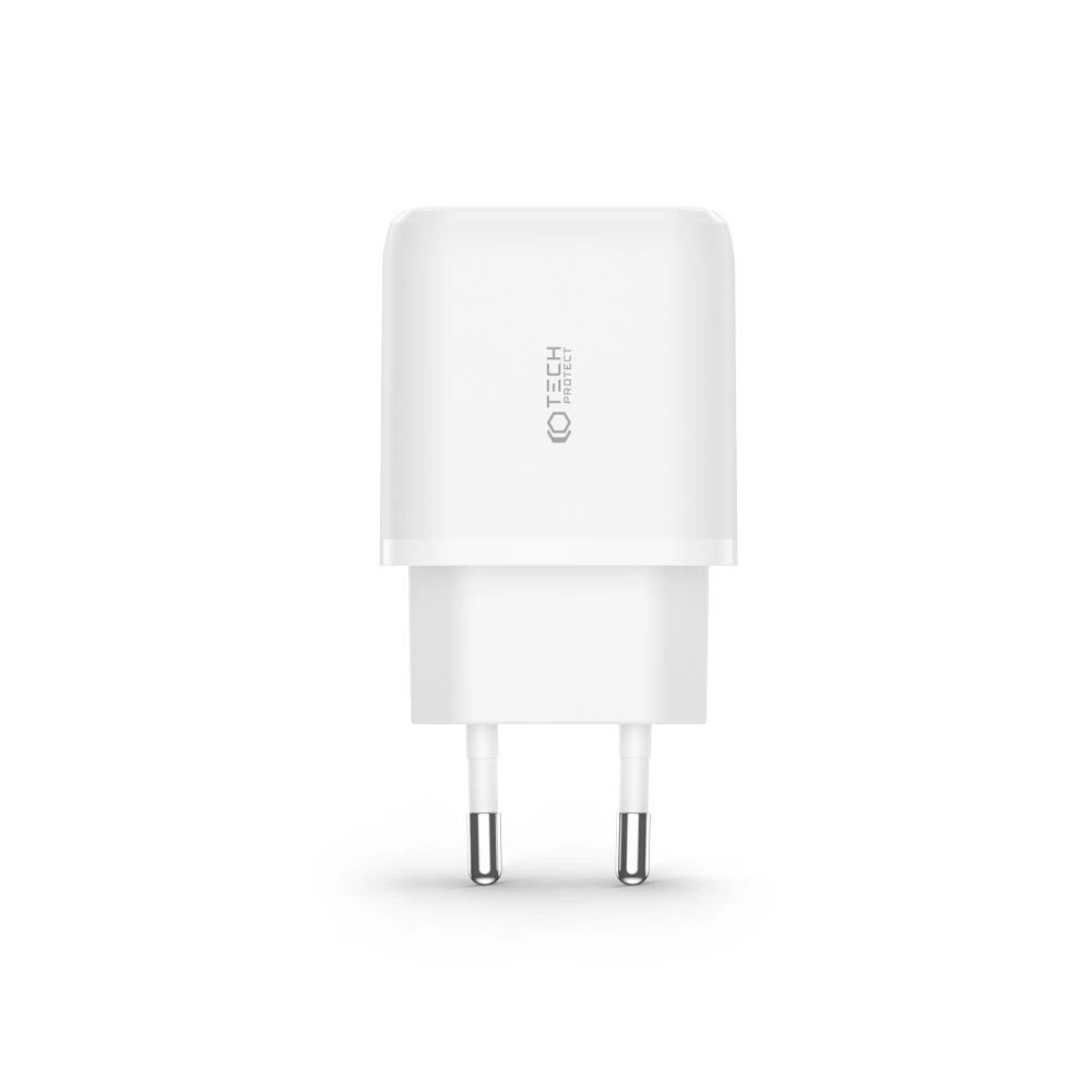 Accessories Data cables TECH-PROTECT C20W 2-PORT Network Charger PD20W/QC3.0 + Lightning Cable white