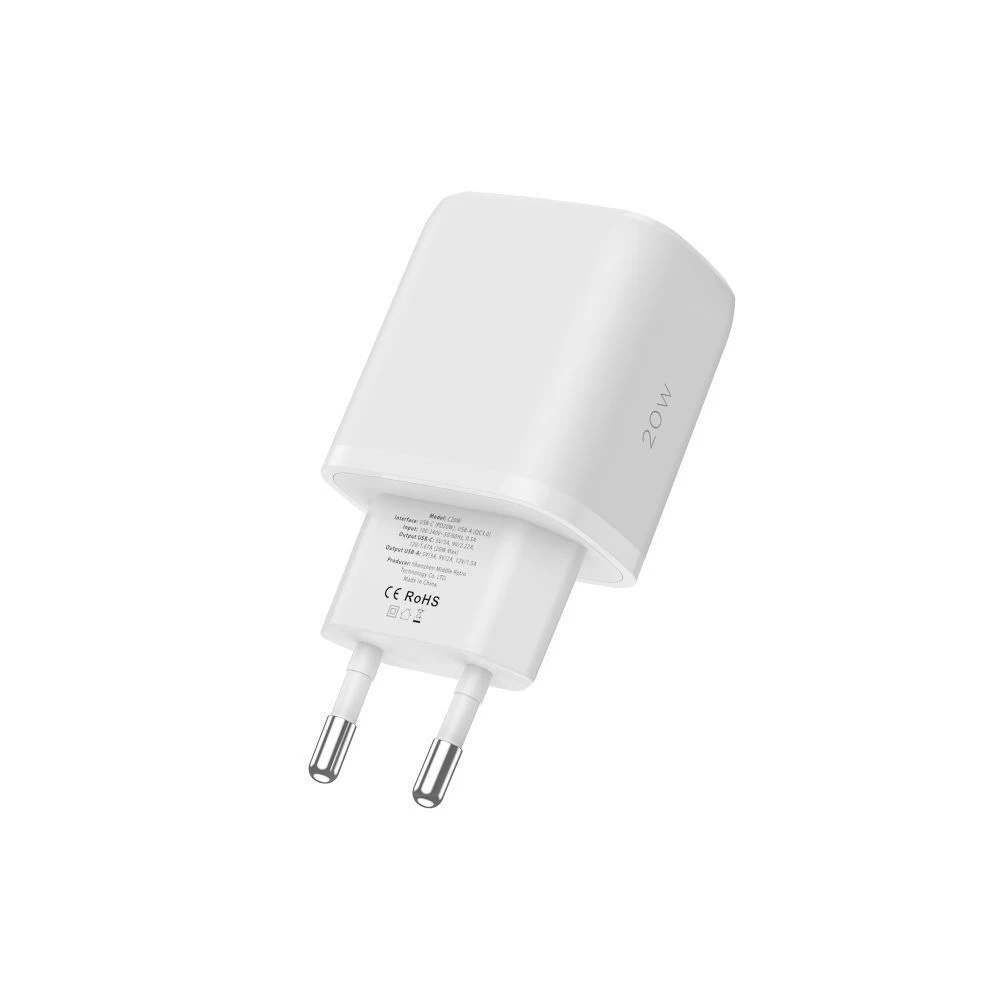 Aксессуары Кабель передачи данных TECH-PROTECT C20W 2-PORT Network Charger PD20W/QC3.0 + Type-C Cable белый