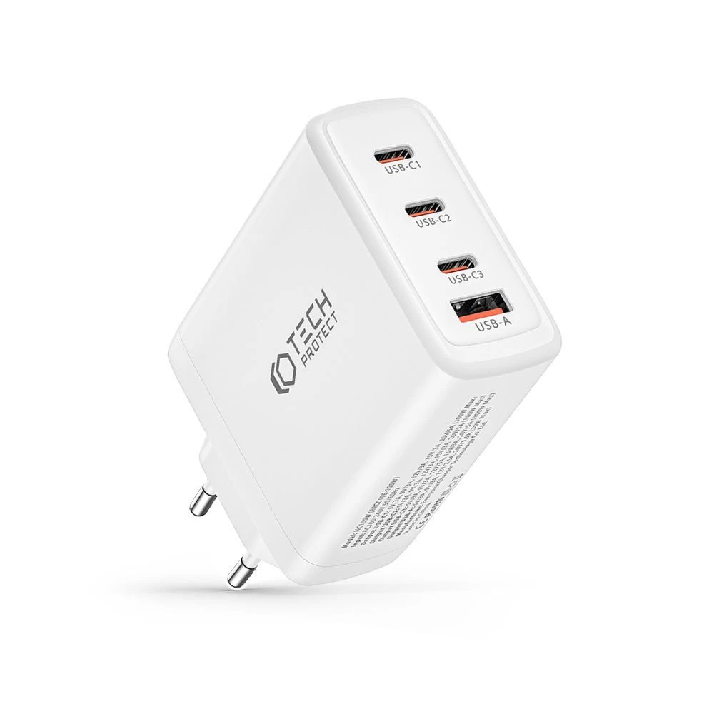 Aксессуары Кабель передачи данных TECH-PROTECT NC100W-GAN 4-PORT NETWORK CHARGER PD100W/QC3.0 белый