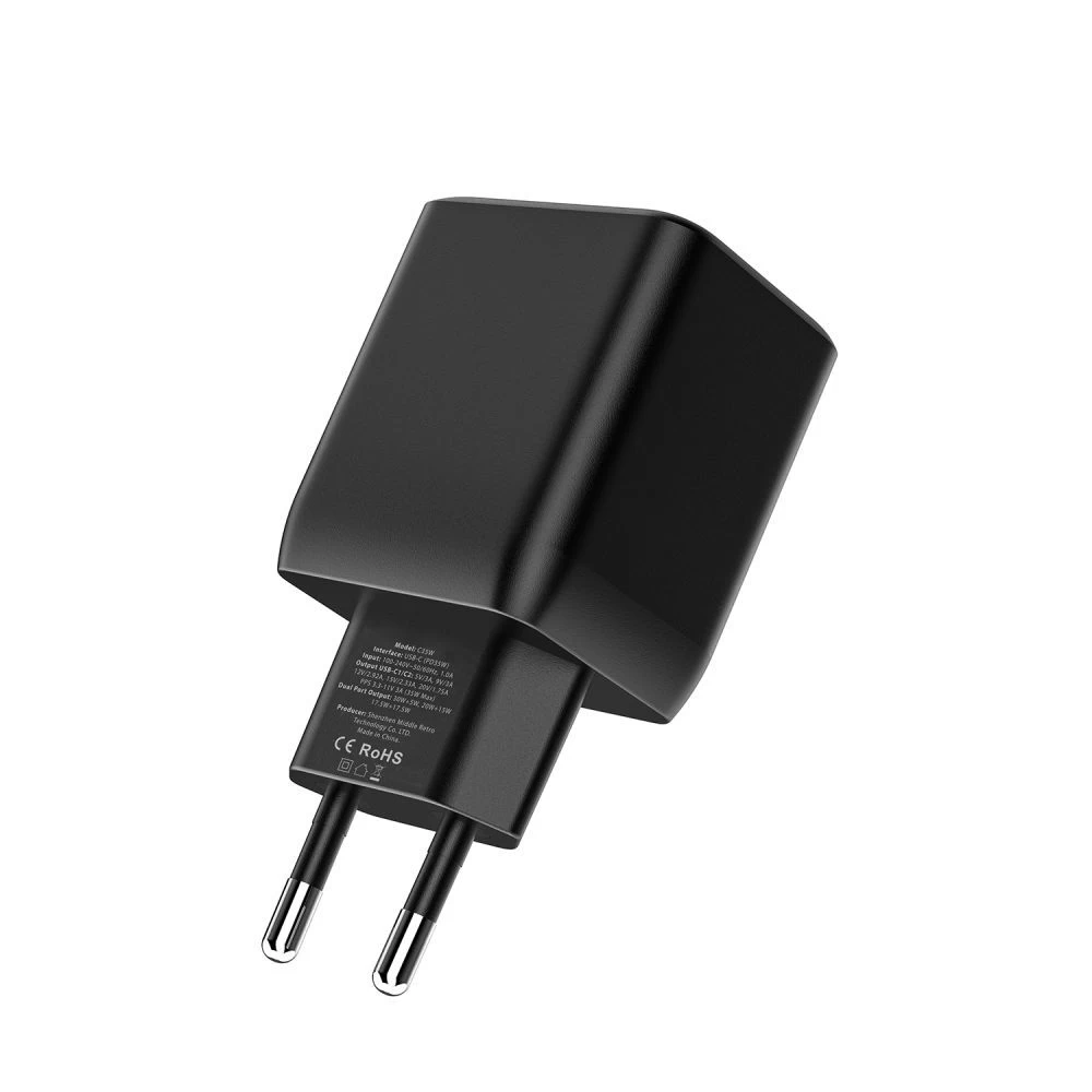 Priedai Duomenų kabeliai TECH-PROTECT C35W 2-PORT NETWORK CHARGER PD35W Juoda