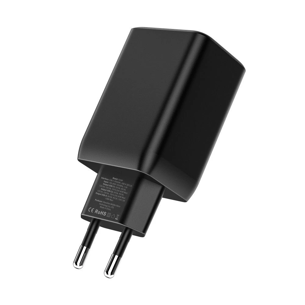 Datu kabeļi TECH-PROTECT C65W 3-port Network Charger PD65W/Q3.0 melns