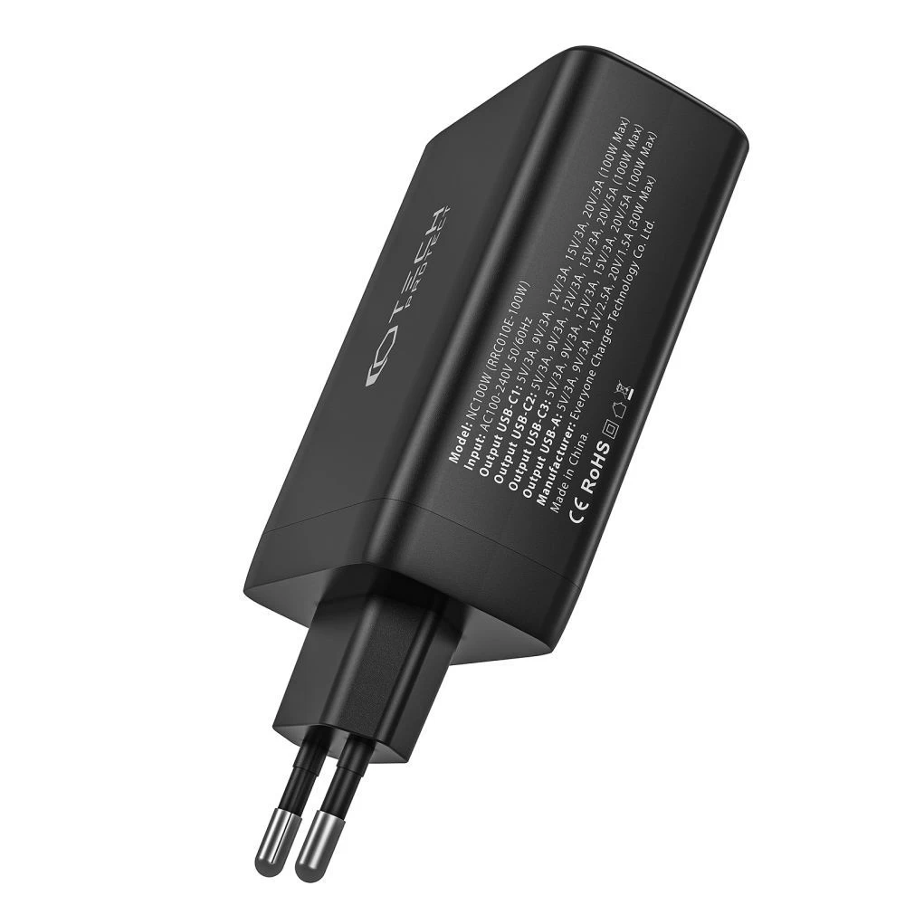 Aксессуары Кабель передачи данных TECH-PROTECT NC100W-GAN 4-PORT NETWORK CHARGER PD100W/QC3.0 черный