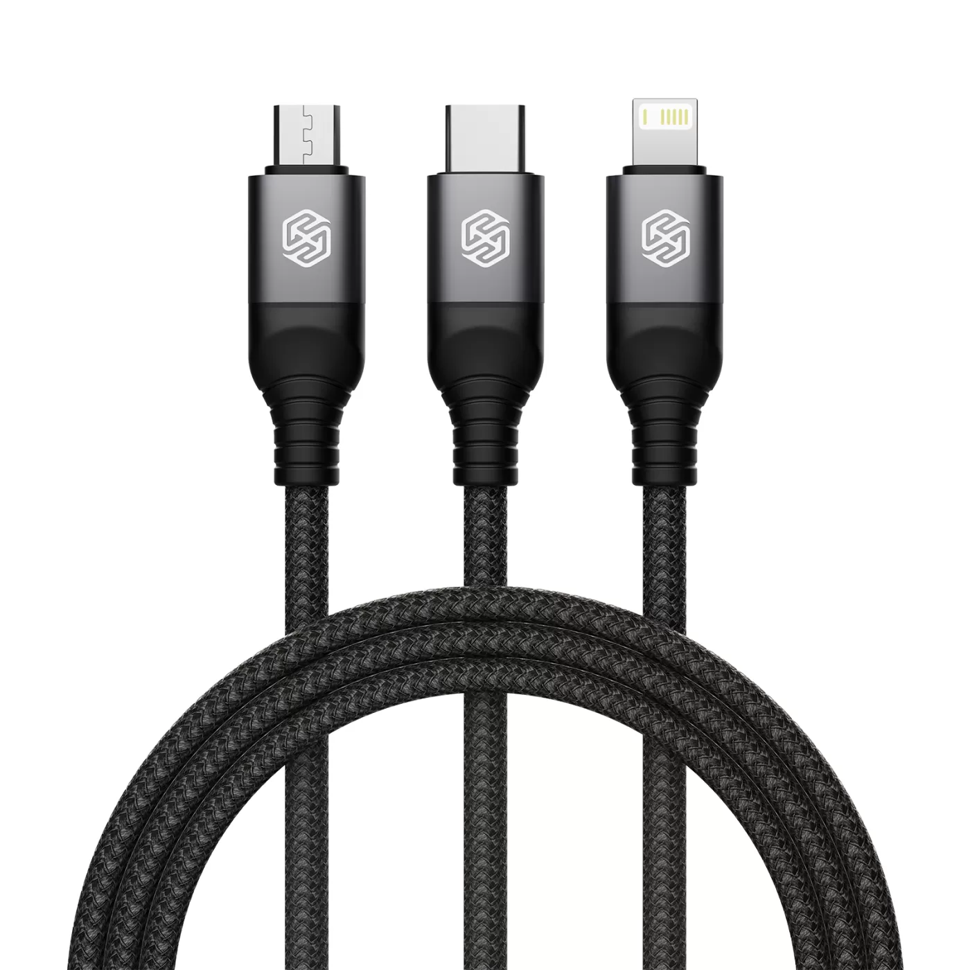 Datu kabeļi NILLKIN SWIFT PRO 3-in-1 USB-A to L/M/C melns