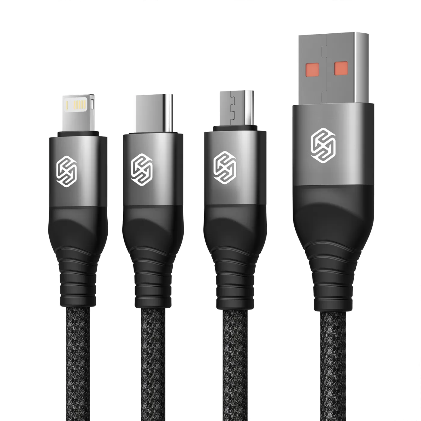 Datu kabeļi NILLKIN SWIFT PRO 3-in-1 USB-A to L/M/C melns