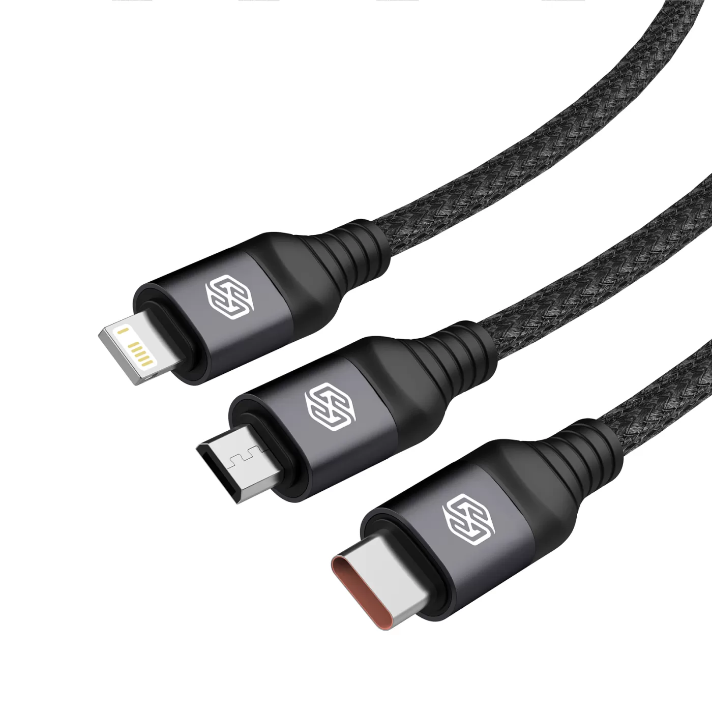 Datu kabeļi NILLKIN SWIFT PRO 3-in-1 USB-A to L/M/C melns