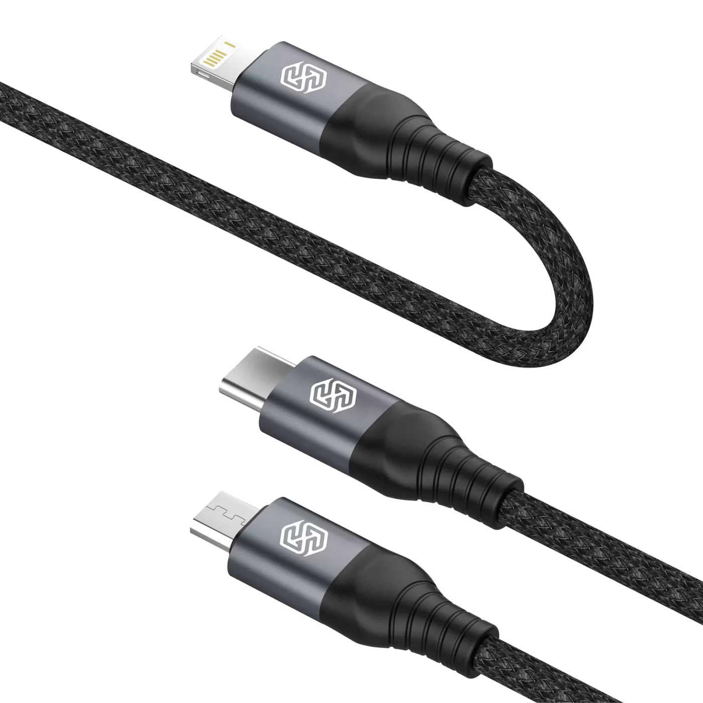 Datu kabeļi NILLKIN SWIFT PRO 3-in-1 USB-A to L/M/C melns