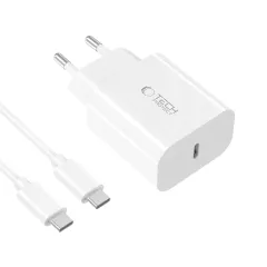 Puhelintarvikkeet Liitäntäkaapelit TECH-PROTECT NC20W 1-PORT NETWORK CHARGER PD20W + TYPE-C CABLE  valkoinen