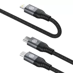 Aксессуары Кабель передачи данных NILLKIN SWIFT PRO 3-in-1 USB-A to L/M/C  черный