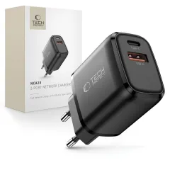 Tillbehör Datakablar TECH-PROTECT NCA20 2-PORT NETWORK CHARGER PD 20W / QC3.0  svart