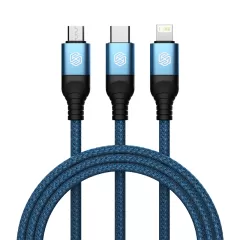 Aксессуары Кабель передачи данных NILLKIN SWIFT PRO 3-in-1 USB-A to L/M/C  синий
