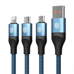Aксессуары Кабель передачи данных NILLKIN SWIFT PRO 3-in-1 USB-A to L/M/C  синий
