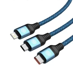Aксессуары Кабель передачи данных NILLKIN SWIFT PRO 3-in-1 USB-A to L/M/C  синий