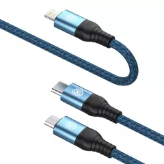 Aксессуары Кабель передачи данных NILLKIN SWIFT PRO 3-in-1 USB-A to L/M/C  синий
