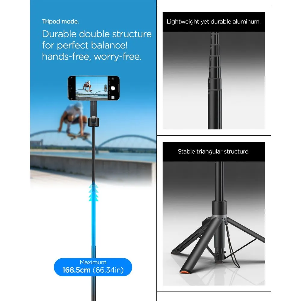 Tarvikud Selfie Stick SPIGEN S581W MAGSAFE BLUETOOTH SELFIE STICK TRIPOD Telefonitarvikud must