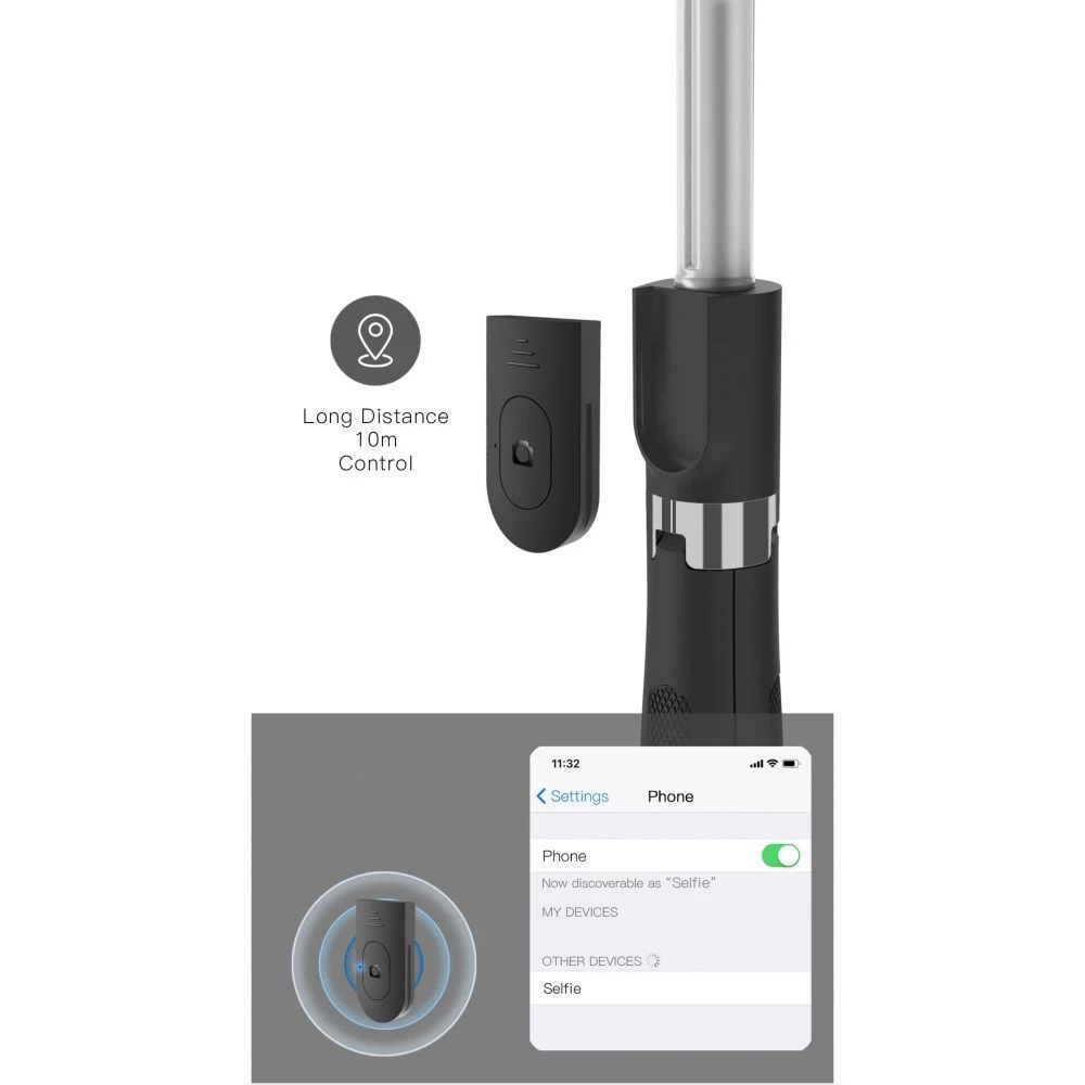 Priedai Selfie Stick TECH-PROTECT L01S Wireless Tripod  Juoda