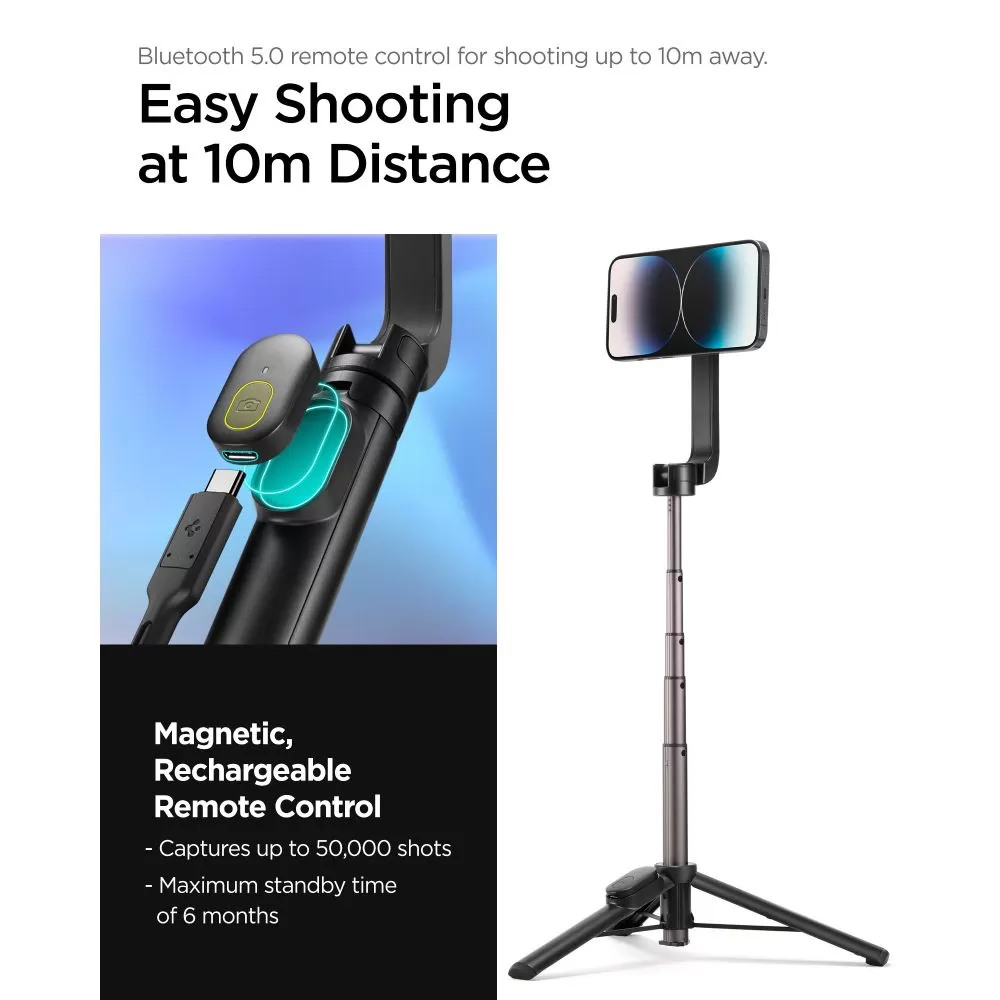 Accessories Selfie Stick SPIGEN S570W MAGSAFE BLUETOOTH SELFIE STICK TRIPOD  black
