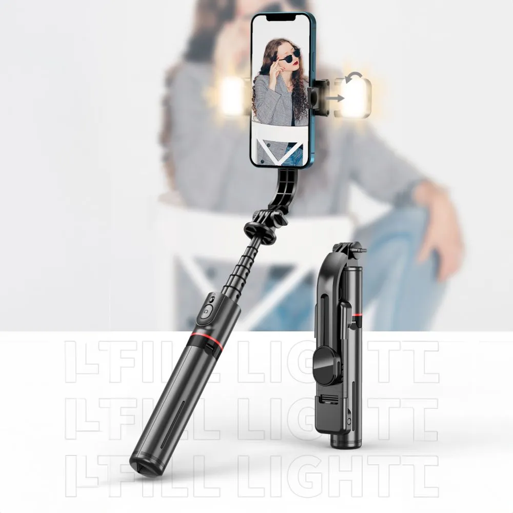 Puhelintarvikkeet Selfiekeppi TECH-PROTECT L05S BLUETOOTH SELFIE STICK TRIPOD & LED LIGHT  musta