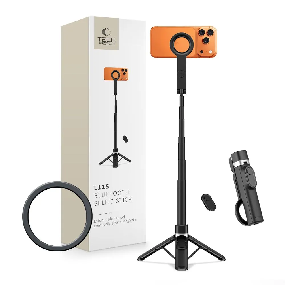 Selfie Stick TECH-PROTECT L11S MAGSAFE BLUETOOTH SELFIE STICK TRIPOD Viedierīču melns