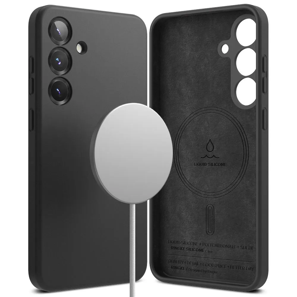 Samsung Galaxy S25 Plus vāciņš melns RINGKE SILICONE MAGNETIC MAGSAFE