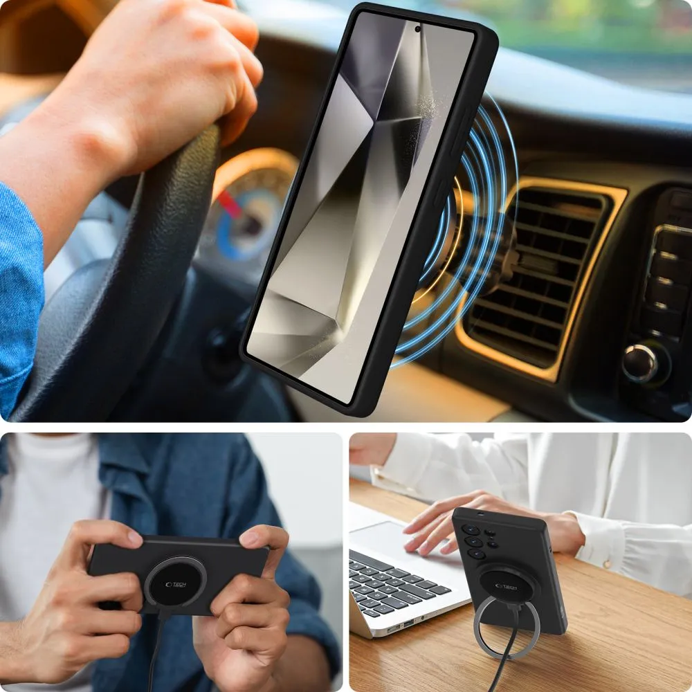 Samsung Galaxy S25 Ultra ümbris must TECH-PROTECT LIQUID SILICONE MAGSAFE