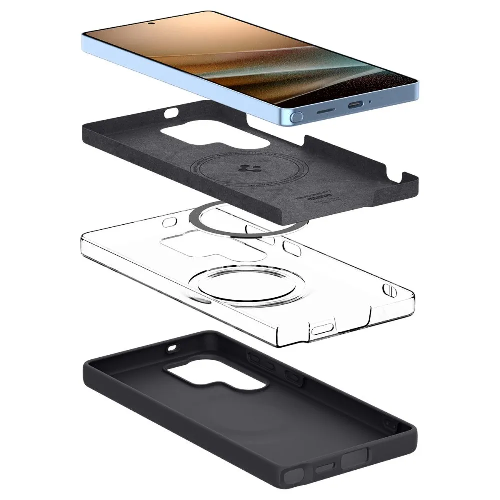 Samsung Galaxy S25 Ultra dėklas Juoda SPIGEN SILICONE FIT MAG MAGSAFE
