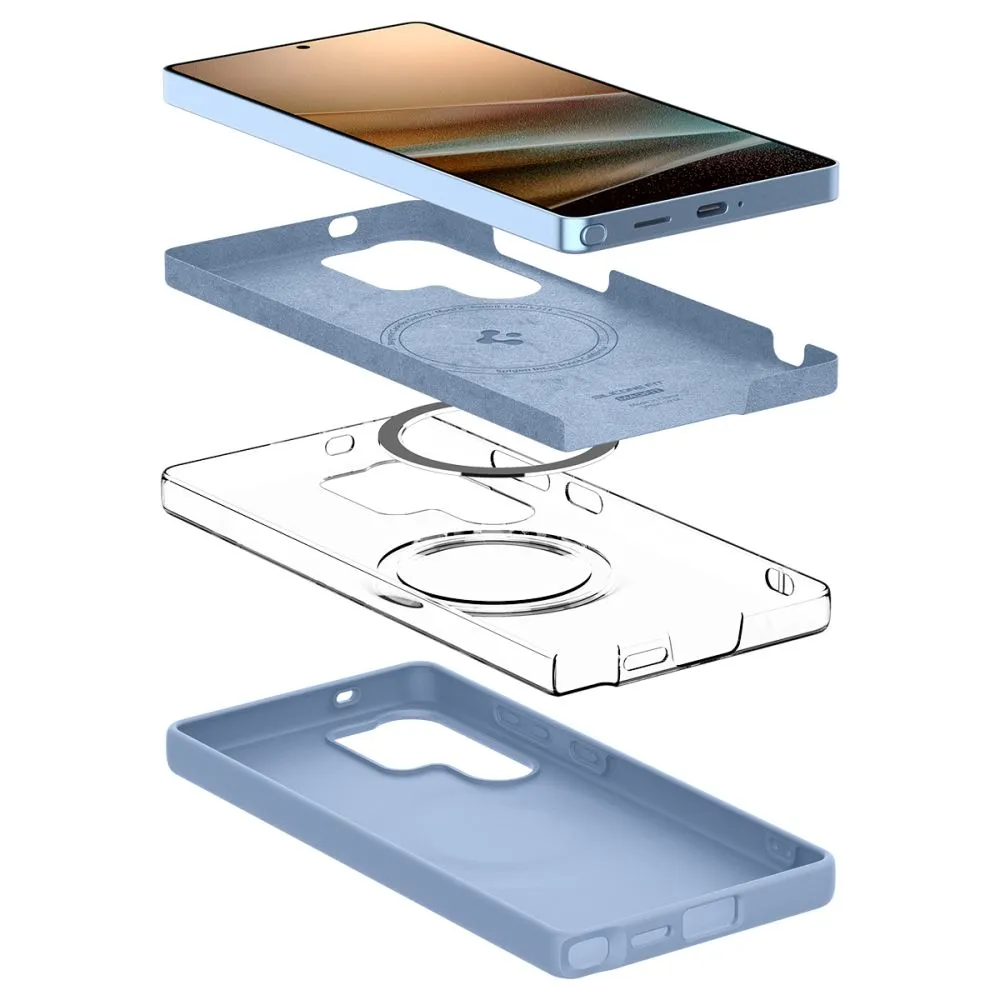 Samsung Galaxy S25 Ultra dėklas mėlyna SPIGEN SILICONE FIT MAG MAGSAFE