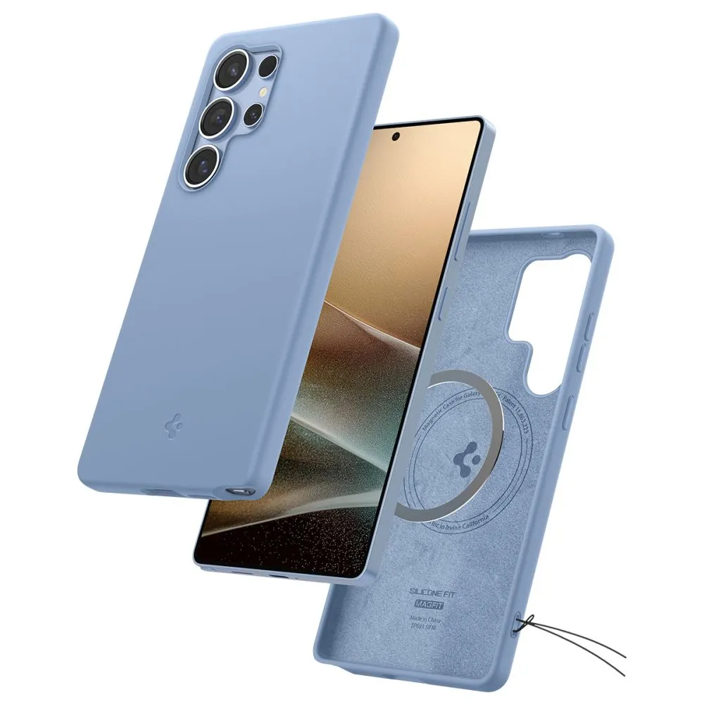 Samsung Galaxy S25 Ultra dėklas mėlyna SPIGEN SILICONE FIT MAG MAGSAFE