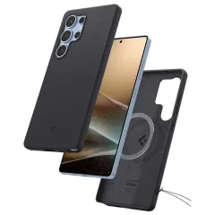 Samsung Galaxy S25 Ultra dėklas Juoda SPIGEN SILICONE FIT MAG MAGSAFE
