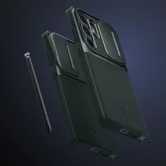 Samsung Galaxy S25 Ultra dėklas žalia SPIGEN OPTIK ARMOR