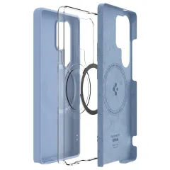 Samsung Galaxy S25 Ultra dėklas mėlyna SPIGEN SILICONE FIT MAG MAGSAFE
