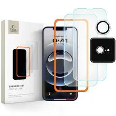 iPhone iPhone 16e Tempered glass TECH-PROTECT SUPREME EASY SET+ 3-PACK Apple iPhone 16e