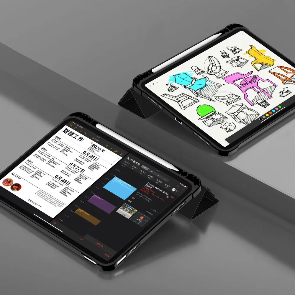 Apple iPad 11 (2025) tablet suojakuori, suojakotelo musta TECH-PROTECT SC PEN ORIGAMI